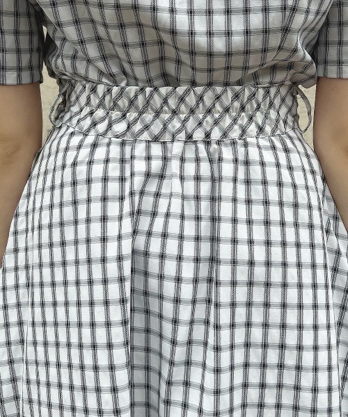 F i.n.t(フィント)の「【セットアップ対応】ドビーチェックフレアースカート/ fint フィント(スカート・レディース・ホワイト×ブラック/ブルー・FREE)」の16枚目の写真