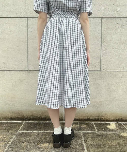 F i.n.t(フィント)の「【セットアップ対応】ドビーチェックフレアースカート/ fint フィント(スカート・レディース・ホワイト×ブラック/ブルー・FREE)」の15枚目の写真
