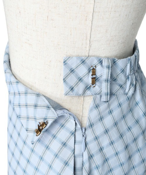 F i.n.t(フィント)の「【セットアップ対応】ドビーチェックフレアースカート/ fint フィント(スカート・レディース・ホワイト×ブラック/ブルー・FREE)」の6枚目の写真