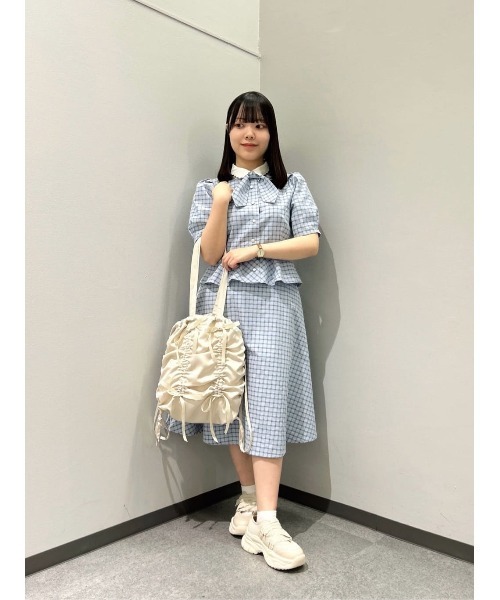 F i.n.t(フィント)の「【セットアップ対応】ドビーチェックフレアースカート/ fint フィント(スカート・レディース・ホワイト×ブラック/ブルー・FREE)」の22枚目の写真