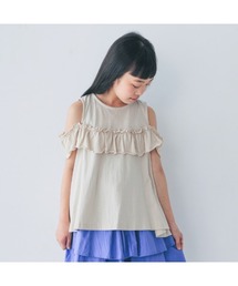 NHT（エヌエイチティー）の「エヌエイチティー フリルオフショルダーTシャツ（Tシャツ/カットソー・キッズ）」