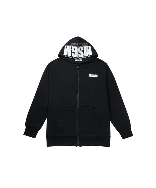 ★MSGM★ロゴ プリント フード ジップアップ ☆MSGM☆ロゴ プリント フード ジップアップ
