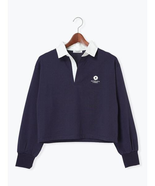 Te chichi TERRASSE（テチチテラス）の「フラワー刺繍ラガーシャツ《2025spring catalog item》（Tシャツ/カットソー・レディース・ネイビー/グレー/オフホワイト・F）」の3枚目の写真