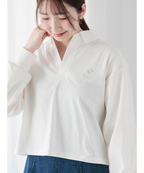 Te chichi TERRASSE（テチチテラス）の「フラワー刺繍ラガーシャツ《2025spring catalog item》（Tシャツ/カットソー・レディース・ネイビー/グレー/オフホワイト・F）」の2枚目の写真