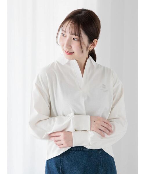 Te chichi TERRASSE（テチチテラス）の「フラワー刺繍ラガーシャツ《2025spring catalog item》（Tシャツ/カットソー・レディース・ネイビー/グレー/オフホワイト・F）」の6枚目の写真