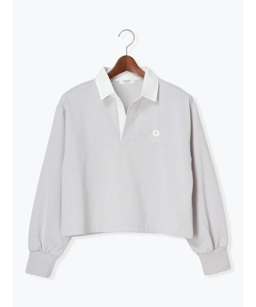 Te chichi TERRASSE（テチチテラス）の「フラワー刺繍ラガーシャツ《2025spring catalog item》（Tシャツ/カットソー・レディース・ネイビー/グレー/オフホワイト・F）」の9枚目の写真