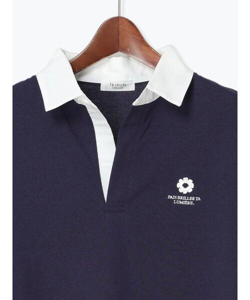 Te chichi TERRASSE（テチチテラス）の「フラワー刺繍ラガーシャツ《2025spring catalog item》（Tシャツ/カットソー・レディース・ネイビー/グレー/オフホワイト・F）」の11枚目の写真