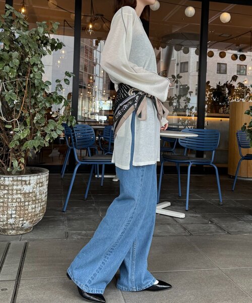 CIAOPANIC TYPY（チャオパニックティピー）の「配色ラインシアーチュニック（ニット/セーター・レディース・ベージュ/チャコールグレー/オフホワイト・ONE SIZE）」の22枚目の写真