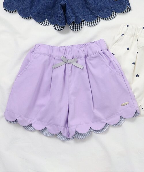 apres les cours（アプレレクール）の「【ジュニア対応】スカラップショートパンツ（その他パンツ・キッズ・アイボリー/インディゴブルー/ラベンダー/ブラウン・80/90/100/110/120/130/140）」の4枚目の写真