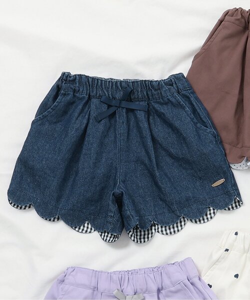 apres les cours（アプレレクール）の「【ジュニア対応】スカラップショートパンツ（その他パンツ・キッズ・アイボリー/インディゴブルー/ラベンダー/ブラウン・80/90/100/110/120/130/140）」の3枚目の写真