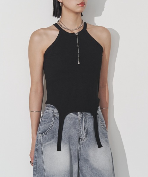 Solace（ソレイス）の「アメスリガーターリブカップインタンクトップ（タンクトップ・レディース・ブラック/ホワイト・FREE）」の4枚目の写真