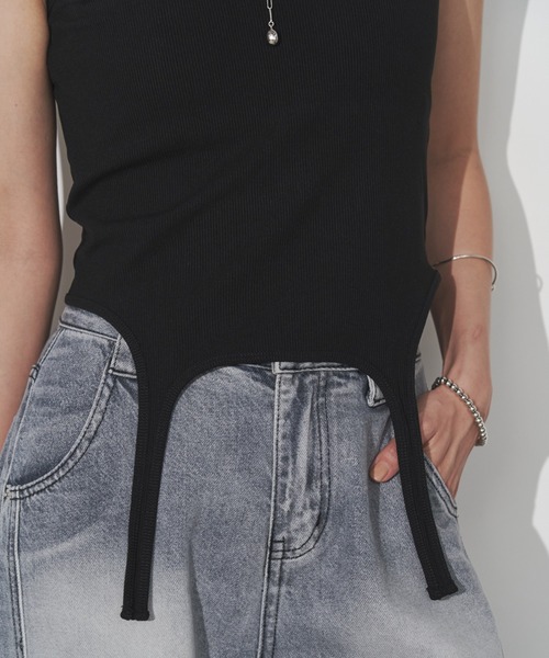 Solace（ソレイス）の「アメスリガーターリブカップインタンクトップ（タンクトップ・レディース・ブラック/ホワイト・FREE）」の8枚目の写真