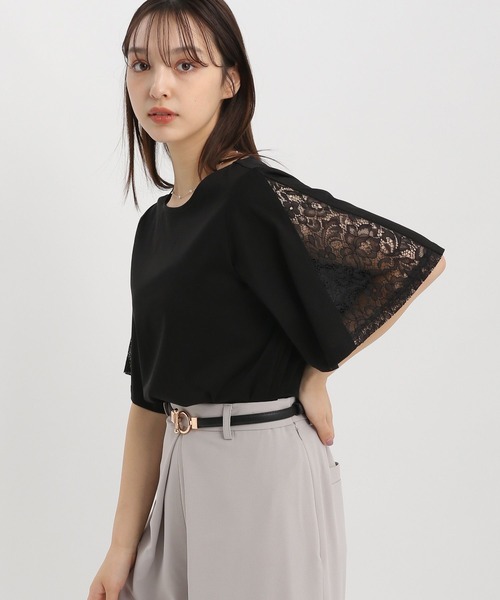 Andemiu（アンデミュウ）の「フレアソデレースTシャツ451398（Tシャツ/カットソー・レディース・ブルー/オフホワイト/ネイビー/ブラック・FREE）」の18枚目の写真