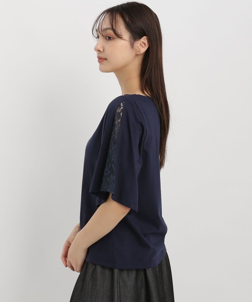 Andemiu（アンデミュウ）の「フレアソデレースTシャツ451398（Tシャツ/カットソー・レディース・ブルー/オフホワイト/ネイビー/ブラック・FREE）」の14枚目の写真