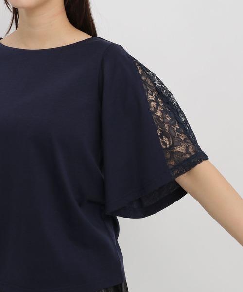 Andemiu（アンデミュウ）の「フレアソデレースTシャツ451398（Tシャツ/カットソー・レディース・ブルー/オフホワイト/ネイビー/ブラック・FREE）」の11枚目の写真
