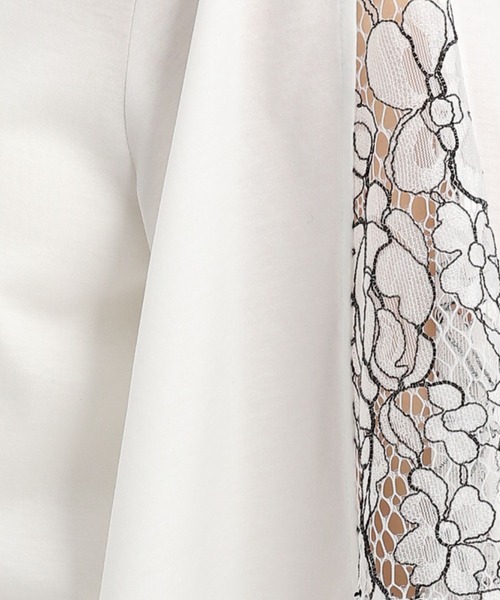 Andemiu（アンデミュウ）の「フレアソデレースTシャツ451398（Tシャツ/カットソー・レディース・ブルー/オフホワイト/ネイビー/ブラック・FREE）」の7枚目の写真