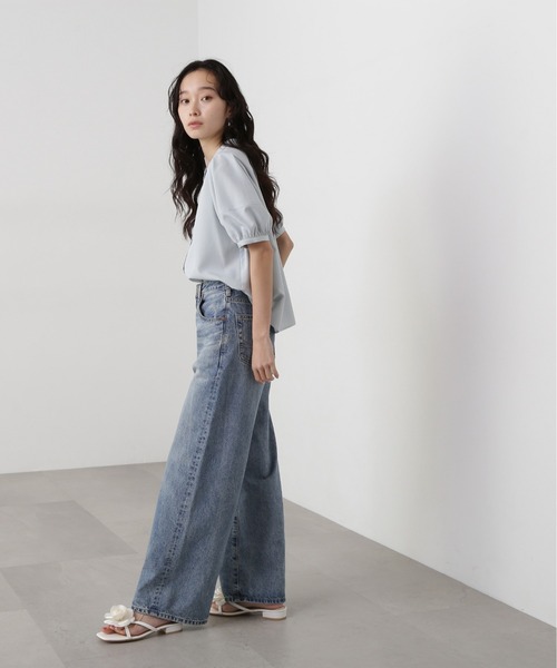 N.（N. Natural Beauty Basic）（エヌエヌナチュラルビューティーベーシック）の「リネンライク切替スリーブブラウス（シャツ/ブラウス・レディース・ネイビー系/ベージュ/ブルー系その他・MEDIUM）」の16枚目の写真