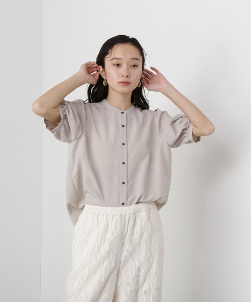 N.（N. Natural Beauty Basic）（エヌエヌナチュラルビューティーベーシック）の「リネンライク切替スリーブブラウス（シャツ/ブラウス・レディース・ネイビー系/ベージュ/ブルー系その他・MEDIUM）」の7枚目の写真