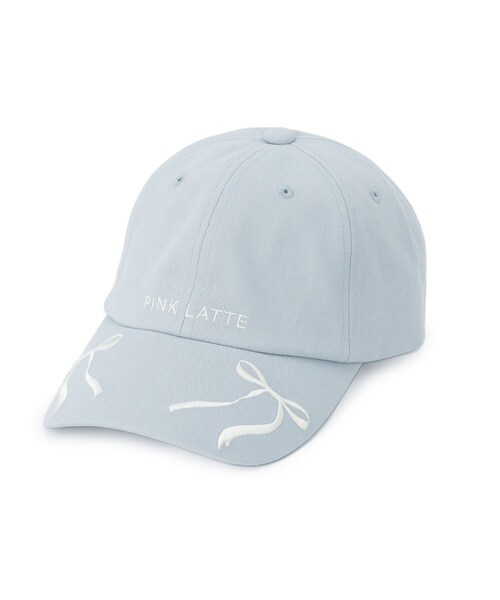 PINK-latte（ピンクラテ）の「リボン刺繍キャップ（キャップ・キッズ・ライトブルー/ブラック/アイボリー・00）」の3枚目の写真