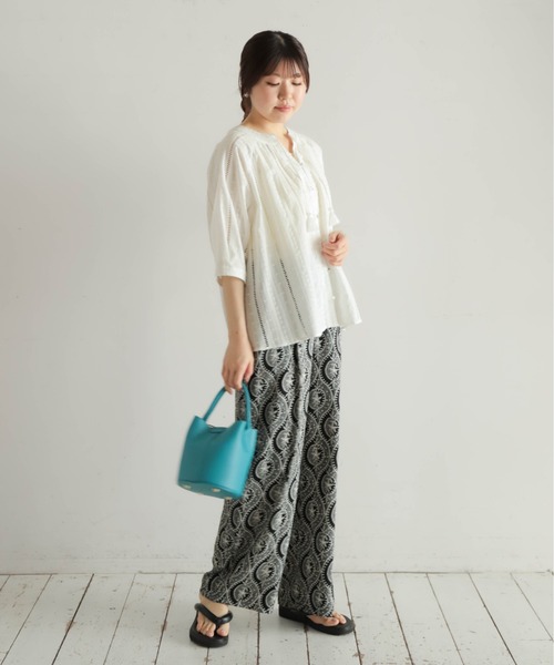綿刺繍ストライプ タッセル付キブラウス | NOMBRE IMPAIR