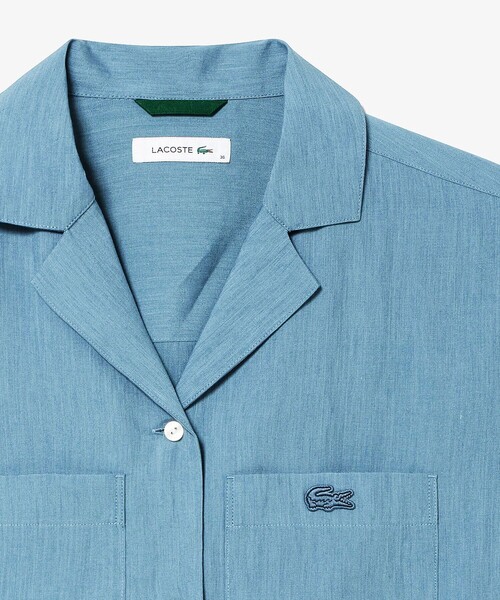 LACOSTE（ラコステ）の「リネン×レーヨンオープンカラーシャツ（シャツ/ブラウス・レディース・グレイッシュブルー/ブラウン・34/36/38/40）」の14枚目の写真