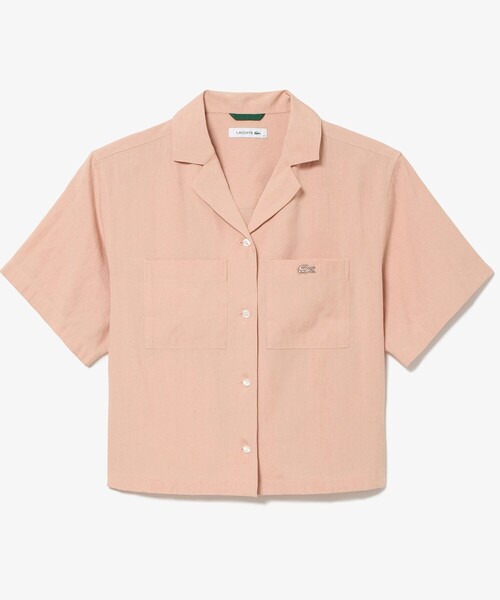 ブラウス シャツ リネン×レーヨンオープンカラーシャツ レディース LACOSTE ブラウス シャツ リネン×レーヨンオープンカラーシャツ