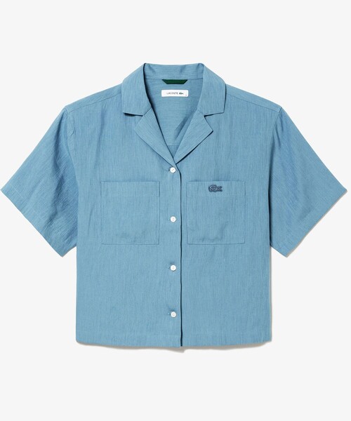 ブラウス シャツ リネン×レーヨンオープンカラーシャツ レディース LACOSTE ブラウス シャツ リネン×レーヨンオープンカラーシャツ