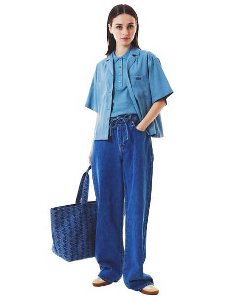 LACOSTE（ラコステ）の「リネン×レーヨンオープンカラーシャツ（シャツ/ブラウス・レディース・グレイッシュブルー/ブラウン・34/36/38/40）」の9枚目の写真