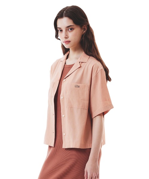 LACOSTE（ラコステ）の「リネン×レーヨンオープンカラーシャツ（シャツ/ブラウス・レディース・グレイッシュブルー/ブラウン・34/36/38/40）」の12枚目の写真