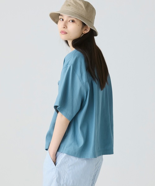 ブラウス シャツ リネン×レーヨンオープンカラーシャツ レディース LACOSTE ブラウス シャツ リネン×レーヨンオープンカラーシャツ