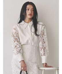 ケミカルレーススリーブブラウス