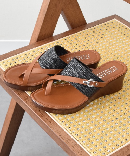 セール】【ITALIAN SHOEMAKERS】クロスストラップトングミュール