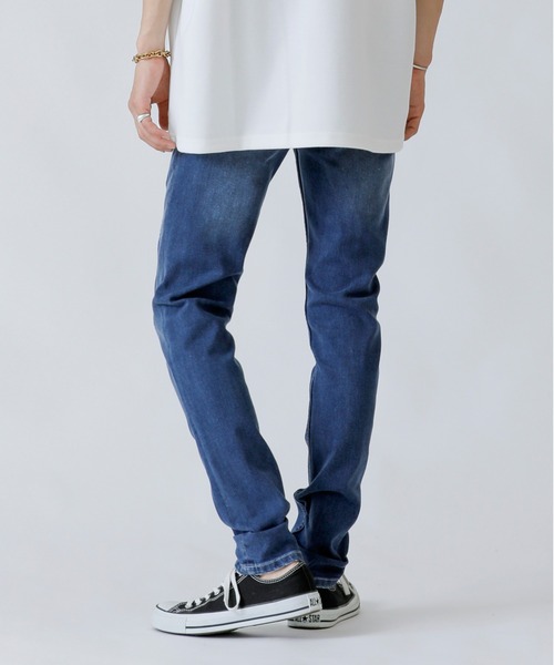 London Denim（ロンドンデニム）の「Brent Skinny Slim Fit Crash Jean/クラッシュ スキニーパンツ（デニムパンツ・メンズ・インディゴブルー・SMALL/MEDIUM/LARGE/X-LARGE）」の4枚目の写真