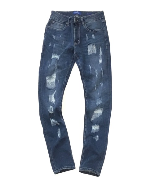 London Denim（ロンドンデニム）の「Brent Skinny Slim Fit Crash Jean/クラッシュ スキニーパンツ（デニムパンツ・メンズ・インディゴブルー・SMALL/MEDIUM/LARGE/X-LARGE）」の6枚目の写真