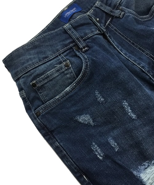 London Denim（ロンドンデニム）の「Brent Skinny Slim Fit Crash Jean/クラッシュ スキニーパンツ（デニムパンツ・メンズ・インディゴブルー・SMALL/MEDIUM/LARGE/X-LARGE）」の9枚目の写真