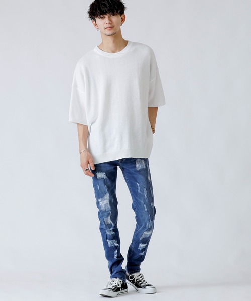 London Denim（ロンドンデニム）の「Brent Skinny Slim Fit Crash Jean/クラッシュ スキニーパンツ（デニムパンツ・メンズ・インディゴブルー・SMALL/MEDIUM/LARGE/X-LARGE）」の17枚目の写真