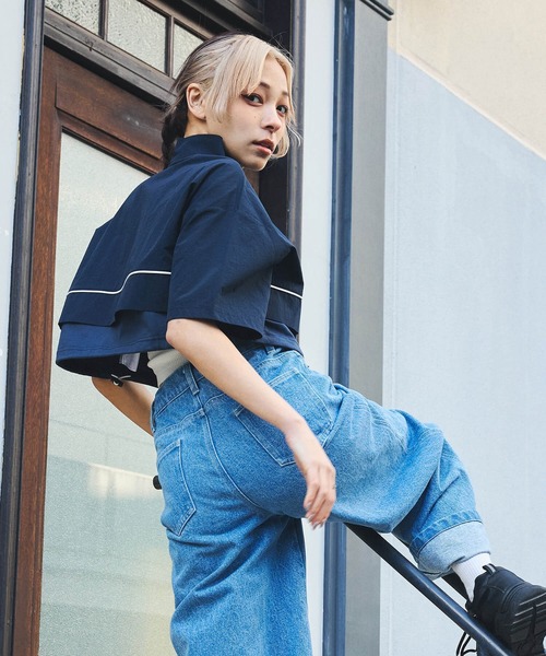 DURAS(デュラス)の「クロップナイロンアノラック(ナイロンジャケット・レディース・ブラック/ネイビー/パープル・MEDIUM/SMALL)」の5枚目の写真