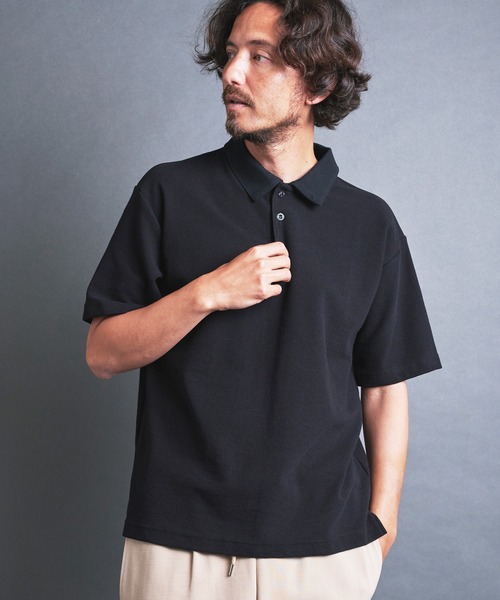 Magine(マージン)の「BD CTN SURF KNIT POLO S/S:BDコットンサーフニット 半袖 ポロシャツ(ポロシャツ・メンズ・チャコールグレー/ブラック/ホワイト/ネイビー・44/46/48)」の2枚目の写真