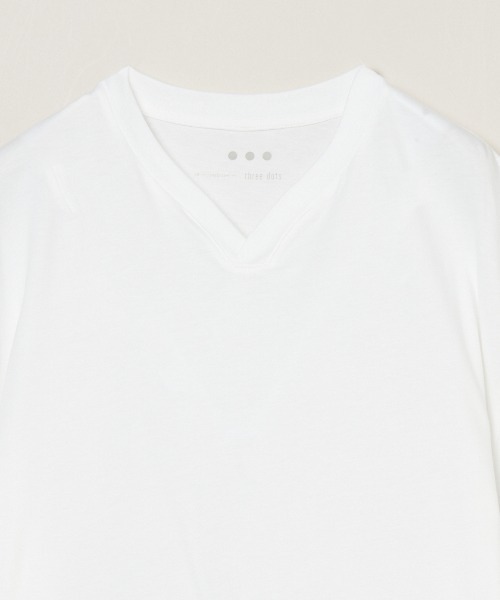 three dots(スリードッツ)の「サンデッドジャージー スキッパー Tシャツ(Tシャツ/カットソー・メンズ・ダークオリーブ/ホワイト/ライトグレー/ネイビー/ブラック/ブラウン系その他・MEDIUM/LARGE/SMALL/X-LARGE)」の9枚目の写真
