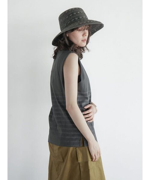 FIKA.(フィーカ)の「Button detail border T-shirt(Tシャツ/カットソー・レディース・ブルー/ブラック・FREE)」の3枚目の写真