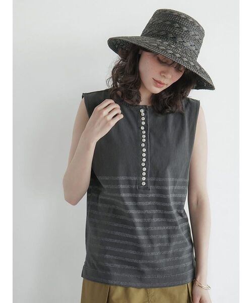 FIKA.(フィーカ)の「Button detail border T-shirt(Tシャツ/カットソー・レディース・ブルー/ブラック・FREE)」の17枚目の写真