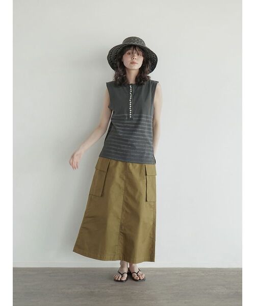 FIKA.(フィーカ)の「Button detail border T-shirt(Tシャツ/カットソー・レディース・ブルー/ブラック・FREE)」の15枚目の写真