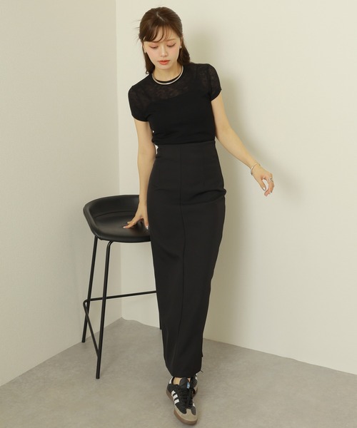 LAULEN（ローレン）の「sheer lib tee /セミシアー 半袖 リブT（Tシャツ/カットソー・レディース・ピンク/ブラック/ブルー/グレー・FREE）」の13枚目の写真