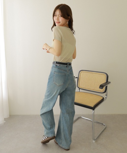 LAULEN（ローレン）の「sheer lib tee /セミシアー 半袖 リブT（Tシャツ/カットソー・レディース・ピンク/ブラック/ブルー/グレー・FREE）」の18枚目の写真