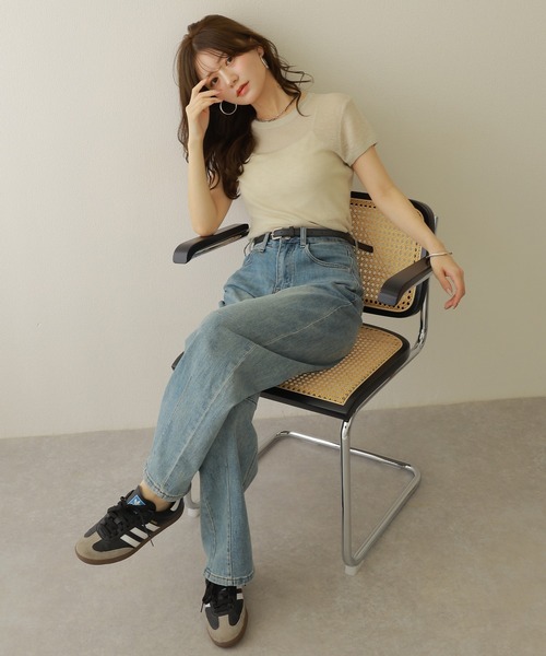 LAULEN（ローレン）の「sheer lib tee /セミシアー 半袖 リブT（Tシャツ/カットソー・レディース・ピンク/ブラック/ブルー/グレー・FREE）」の19枚目の写真