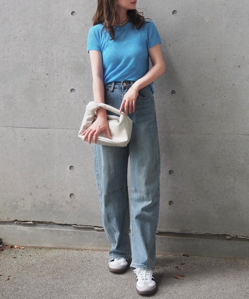 LAULEN（ローレン）の「sheer lib tee /セミシアー 半袖 リブT（Tシャツ/カットソー・レディース・ピンク/ブラック/ブルー/グレー・FREE）」の20枚目の写真
