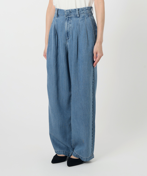 スローブイエナ　LEDENIM タックトラウザーデニム WEB限定/追加4》LEDENIM TUCK TROUSER（デニムパンツ・ジーンズ