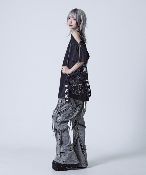 ✄*様 『REFLEM/レフレム』サスペンダー付きデニムショーツ　黒 REFLEM（レフレム）の「『REFLEM/レフレム』サスペンダー付き