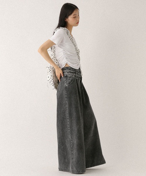 Heather（ヘザー）の「フロントギャザーTEE　497307（Tシャツ/カットソー・レディース・グレー/オフホワイト/ブルー・FREE）」の8枚目の写真