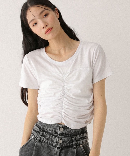 Heather（ヘザー）の「フロントギャザーTEE　497307（Tシャツ/カットソー・レディース・グレー/オフホワイト/ブルー・FREE）」の9枚目の写真